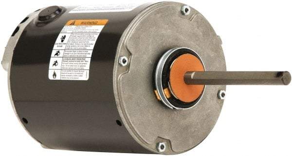 US Motors - 1/2 Max hp, 1,075 Max RPM, Permanent Split Cap Electric AC DC Motor - 208-230 V Input, Single Phase, 48Y Frame, 1/2" Shaft Diam, Belly Band Mount, TEAO Enclosure - Best Tool & Supply