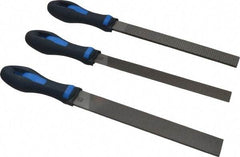 PFERD - 3 Piece American Pattern File Set - 8" Long, Coarse Coarseness, Ergonomic Handle, Set Includes Half Round, All Purpose, Rasp - Best Tool & Supply