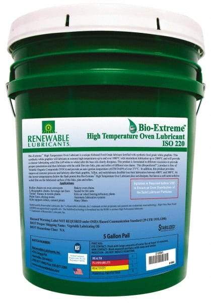 Renewable Lubricants - 5 Gal Pail Synthetic/Graphite Lubricant - White, -28°F to 2,000°F, Food Grade - Best Tool & Supply