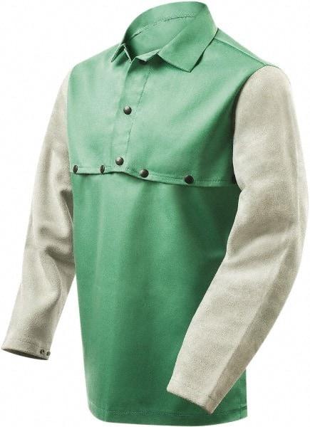 Steiner - Size XL, Flame Resistant, Cape Sleeves & Bib - Leather Sleeves/Cotton Body, 9 oz, Green - Best Tool & Supply