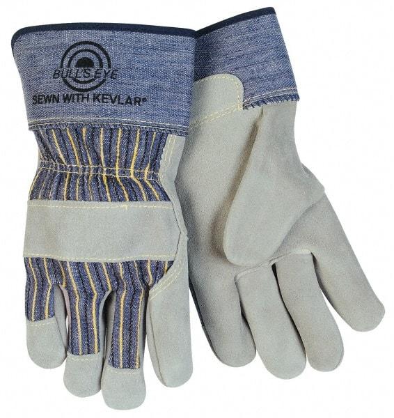 MCR Safety - Size S Cowhide Work Gloves - Uncoated, Safety Cuff, Blue/Gray, Paired - Best Tool & Supply