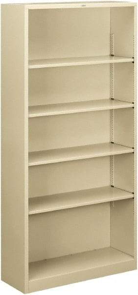 Hon - 5 Shelf, 71" High x 34-1/2" Wide Bookcase - 12-5/8" Deep, Steel, Putty - Best Tool & Supply