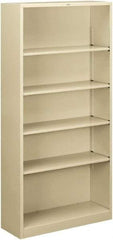 Hon - 5 Shelf, 71" High x 34-1/2" Wide Bookcase - 12-5/8" Deep, Steel, Putty - Best Tool & Supply