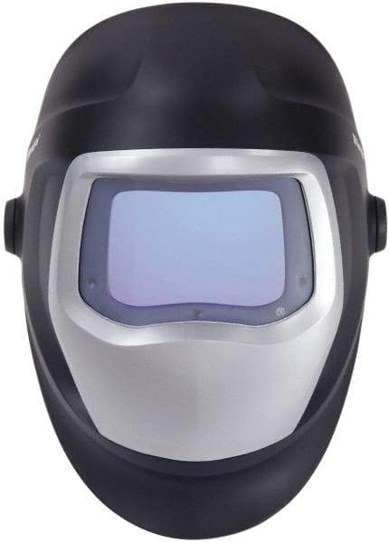 3M - 4-1/4" Window Width x 2-3/4" Window Height, 5, 8 to 13 Shade Auto-Darkening Lens, Fixed Front Welding Helmet - Black/Gray PPA Green Lens - Best Tool & Supply