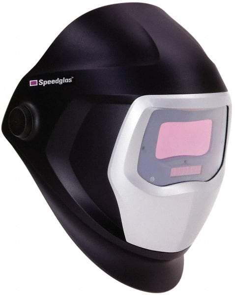 3M - 3-3/4" Window Width x 1-3/4" Window Height, 5, 8 to 13 Shade Auto-Darkening Lens, Fixed Front Welding Helmet - Black/Gray PPA Green Lens - Best Tool & Supply