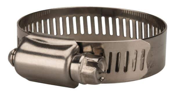 Value Collection - SAE Size 24, 1 to 2" Diam, Stainless Steel Worm Drive Clamp - 1/2" Wide, Material Grade 201 - Best Tool & Supply