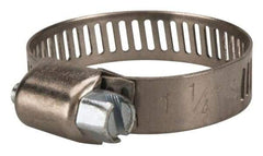 Value Collection - SAE Size 12, 1/2 to 1-1/4" Diam, Stainless Steel/Carbon Steel Worm Drive Clamp - 5/16" Wide, Material Grade 301 - Best Tool & Supply