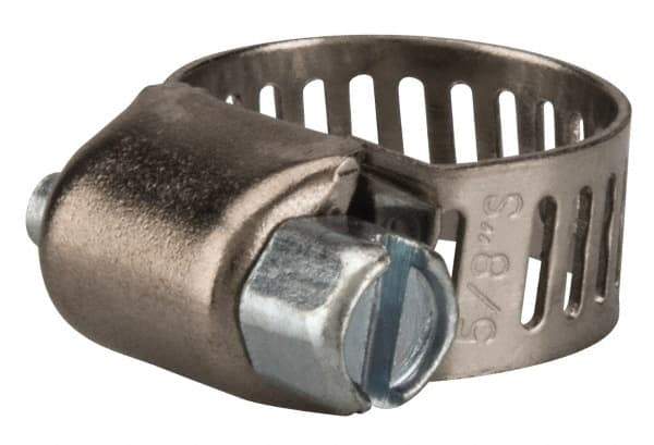 Value Collection - SAE Size 4, 1/4 to 5/8" Diam, Stainless Steel/Carbon Steel Worm Drive Clamp - 5/16" Wide, Material Grade 301 - Best Tool & Supply