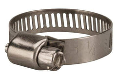 Value Collection - SAE Size 12, 1/2 to 1-1/4" Diam, Stainless Steel Worm Drive Clamp - 5/16" Wide, Material Grade 201 - Best Tool & Supply