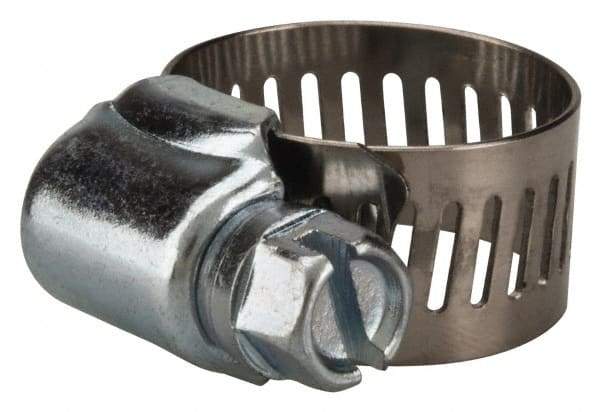 Value Collection - SAE Size 6, 3/8 to 7/8" Diam, Stainless Steel/Carbon Steel Worm Drive Clamp - 1/2" Wide, Material Grade 201 - Best Tool & Supply