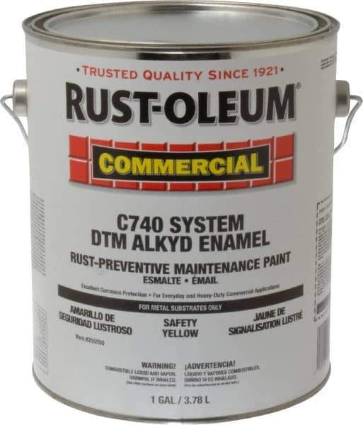 Rust-Oleum - 1 Gal Yellow Gloss Finish Alkyd Enamel Paint - 278 to 509 Sq Ft per Gal, Interior/Exterior, Direct to Metal, <400 gL VOC Compliance - Best Tool & Supply