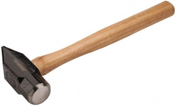 Paramount - 3 Lb Head Blacksmith's Hammer - 14-1/2" OAL, 12" Long Wood Handle, 2-1/4" Face Diam - Best Tool & Supply