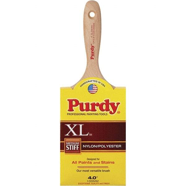 Purdy - 4" Synthetic General Purpose Paint Brush - 3-15/16" Bristle Length, 6" Wood Beavertail Handle - Best Tool & Supply