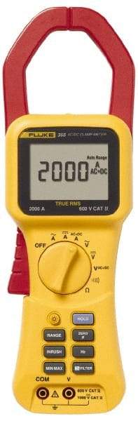 Fluke - 355, CAT IV, CAT III, Digital True RMS Clamp Meter with 2.2835" Clamp On Jaws - 600 VAC, 1000 VDC, 1400 AC Amps, 2000 DC Amps, Measures Voltage, Current, Frequency, Resistance - Best Tool & Supply