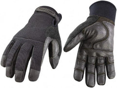 Youngstown - Size S (7) Synthetic Leather/Microfleece Waterproof & Cold & Heat Protection Work Gloves - For General Purpose, Uncoated, Hook & Loop Cuff, Full Fingered, Stealth, Paired - Best Tool & Supply