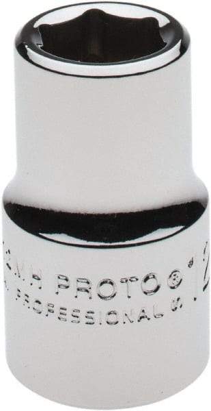 Proto - 1/2" Drive, Standard Hand Socket - 6 Points, 1-1/2" OAL, Chrome Finish - Best Tool & Supply