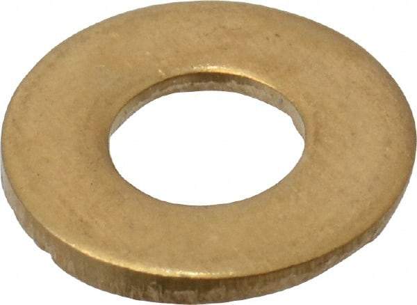 Value Collection - #8 Screw, Brass Standard Flat Washer - 0.172" ID x 7/16" OD, 0.032" Thick, Plain Finish - Best Tool & Supply