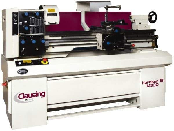 Clausing - 13" Swing, 40" Between Centers, 230/460 Volt, Triple Phase Engine Lathe - 3MT Taper, 3 hp, 40 to 2,500 RPM, 1-9/16" Bore Diam, 40" Deep x 57" High x 84" Long - Best Tool & Supply