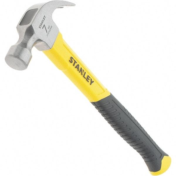 Stanley - 7 oz Head, Straight Rip Claw Hammer - 11.81" OAL, Steel Head, 0.91" Face Diam, Smooth Face, Fiberglass Handle with Rubber Grip - Best Tool & Supply