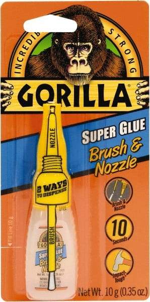 Gorilla Glue - 0.35 oz Bottle Clear Super Glue - 24 hr Full Cure Time, Bonds to Most Surfaces - Best Tool & Supply