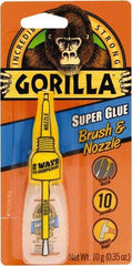 Gorilla Glue - 0.35 oz Bottle Clear Super Glue - 24 hr Full Cure Time, Bonds to Most Surfaces - Best Tool & Supply