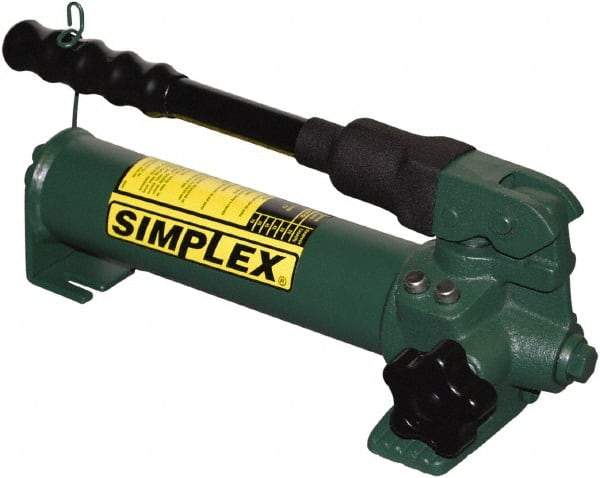 TK Simplex - 2 Stage, 1-1/2" Piston Diam, 3/8 NPTF, 0.23 & 0.06 Cu In Per Stroke, Manual Hydraulic Pump - 20 Cu In Reservoir, 200 psi First Stage, 2,850 psi Second Stage - Best Tool & Supply