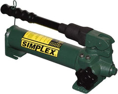 TK Simplex - 2 Stage, 1-1/2" Piston Diam, 3/8 NPTF, 0.23 & 0.06 Cu In Per Stroke, Manual Hydraulic Pump - 20 Cu In Reservoir, 200 psi First Stage, 2,850 psi Second Stage - Best Tool & Supply