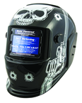 #41282 - Solar Powered Welding Helment; Black with Skull and Pistol Graphics - Best Tool & Supply