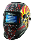 #41283 - Solar Powered Welding Helment; Black with Skull and Pipewrench Graphics - Best Tool & Supply