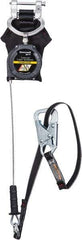 Miller - 8' Long, 420 Lb Capacity, Galvanized Steel Cable Fall Limiter - 3/16" Diam, Locking Snap Hook Connector, Aluminum Carabiner Connector with Integral Shock Pack, Metallic/Black - Best Tool & Supply