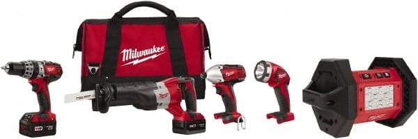 Milwaukee Tool - 18 Volt Cordless Tool Combination Kit - Includes 1/2" Hammer Drill, 1/4" Hex Impact Driver & Sawzall Reciprocating Saw, Lithium-Ion Battery Included - Best Tool & Supply