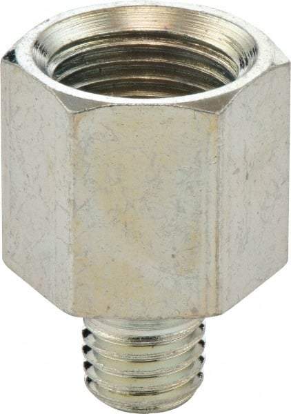 Umeta - Straight Head Angle, 1/4-28 PTF Steel Grease Fitting Adapter - 1/2" Hex, 3/4" Overall Height, Zinc Plated Finish - Best Tool & Supply