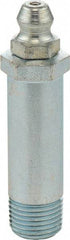 Umeta - Straight Head Angle, 1/8 PTF Steel Standard Grease Fitting - 3/8" Hex, 2-5/8" Overall Height, Zinc Plated Finish - Best Tool & Supply