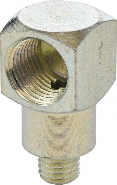 Umeta - 90° Head Angle, 1/4-28 PTF Steel Grease Fitting Adapter - 1/2" Hex, 1.0313" Overall Height, Zinc Plated Finish - Best Tool & Supply