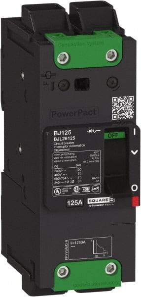 Square D - 80 Amp, 600Y/347 VAC, 2 Pole, Unit Mount B-Frame Circuit Breaker - Thermal-Magnetic Trip, 25 kA at 240 VAC, 18 kA at 277 VAC, 14 kA at 600Y/347 VAC Breaking Capacity, 14-3/0 AWG - Best Tool & Supply