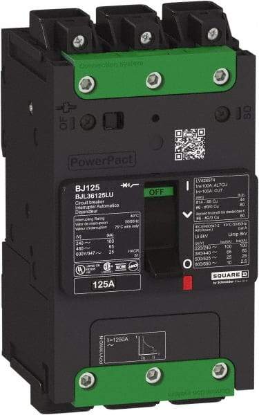 Square D - 50 Amp, 600Y/347 VAC, 3 Pole, Unit Mount B-Frame Circuit Breaker - Thermal-Magnetic Trip, 25 kA at 240 VAC, 18 kA at 277 VAC, 14 kA at 600Y/347 VAC Breaking Capacity, 14-3/0 AWG - Best Tool & Supply