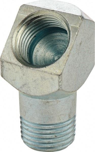 Umeta - 45° Head Angle, 1/8 PTF Steel Grease Fitting Adapter - 1/2" Hex, 1" Overall Height, Zinc Plated Finish - Best Tool & Supply