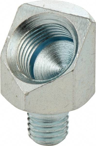 Umeta - 45° Head Angle, 1/4-28 PTF Steel Grease Fitting Adapter - 1/2" Hex, 13/16" Overall Height, Zinc Plated Finish - Best Tool & Supply