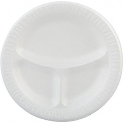 DART - Foam Dinnerware, Plate, 3-Comp, 9" - White - Best Tool & Supply