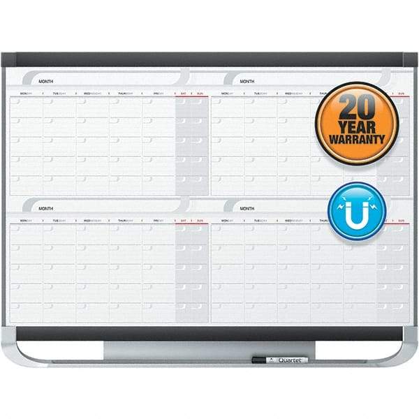 Quartet - 36" High x 48" Wide Magnetic Dry Erase Calendar - Fiberboard Frame, Includes Accessory Tray/Rail, Dry-Erase Marker & Mounting Kit - Best Tool & Supply