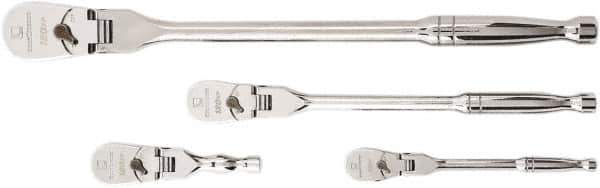 GearWrench - 1/4", 3/8" & 1/2" Drive Pear Head Ratchet Set - Full Polish Chrome Finish, Various Lengths, 60 Gear Teeth, Flex Handle, Flex Head - Best Tool & Supply