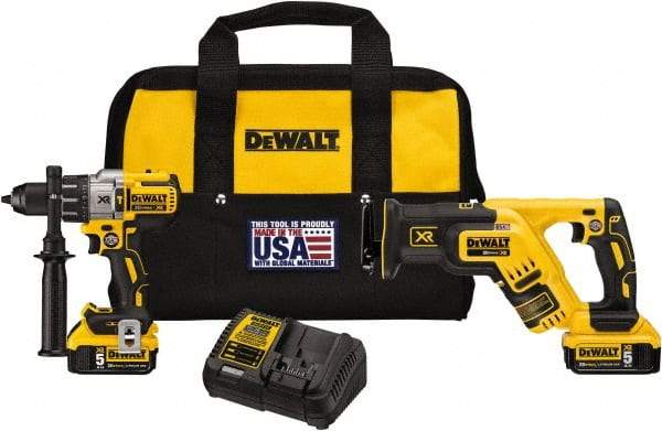 DeWALT - 20 Volt Cordless Tool Combination Kit - Includes Hammerdrill & Reciprocating Saw, Lithium-Ion Battery Included - Best Tool & Supply