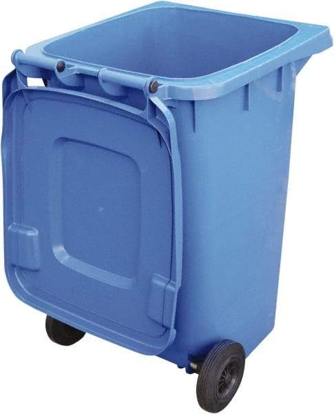 Vestil - 64 Gal Blue Rectangle Trash Can - Polyethylene, None Graphic, 39-15/16" High x 28-1/2" Long x 23-1/2" Wide, Lid Included - Best Tool & Supply