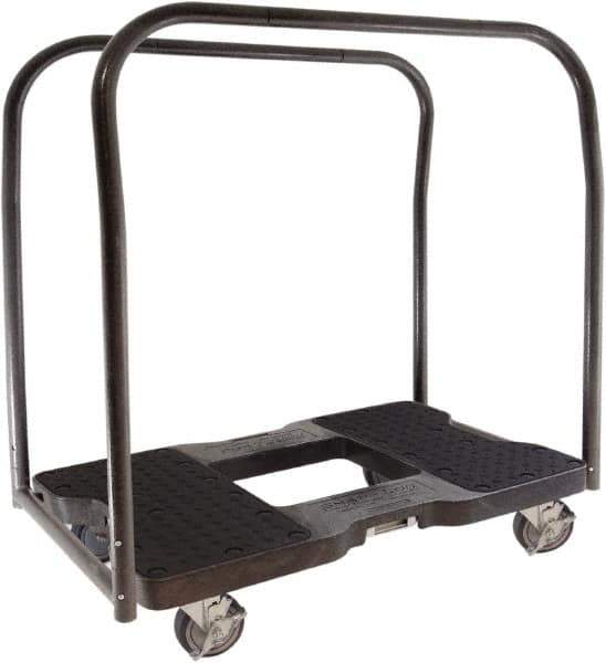 Snap-Loc - 1,500 Lb Capacity Steel Panel Cart - Polyethylene/Polypropylene Plastic Deck, 20-1/2" OAW, 32" Platform Length x 7" Platform Height, Polyurethane Casters - Best Tool & Supply