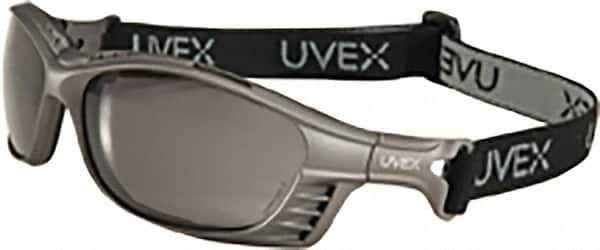 Uvex - Gray Lenses, Framed Safety Glasses - Anti-Fog, Black Polycarbonate Frame, Adjustable Temples, Size Universal, Wrap Around - Best Tool & Supply