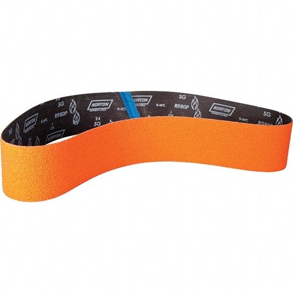 Norton - 4" Wide x 60" OAL, 120 Grit, Ceramic Abrasive Belt - Ceramic, Coated, Y Weighted Cloth Backing - Best Tool & Supply