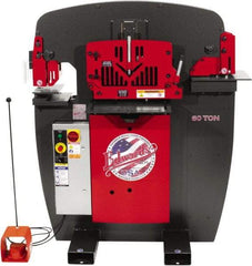 Edwards Manufacturing - 8-7/8" Throat Depth, 60 Ton Punch Pressure, 1-1/16" in 5/8" Punch Capacity Ironworker - 5 hp, 3 Phase, 460 Volts, 46-1/8" Wide x 56-1/8" High x 36-1/8" Deep - Best Tool & Supply