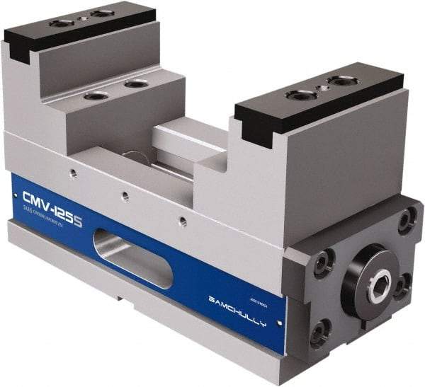 Samchully - 100mm Jaw Width, 195mm Max Jaw Opening, 100mm Throat Depth, Manual Precision Self Centering Vise - Steel, 11.22" OAL x 3-15/16" OAW x 6.2992" OAH - Best Tool & Supply