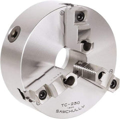 Samchully - 3 Jaw, 310mm Diam, Self Centering Manual Lathe Chuck - Rear Mount, Adjustable, 100mm Through Hole Diam, Forged Steel - Best Tool & Supply