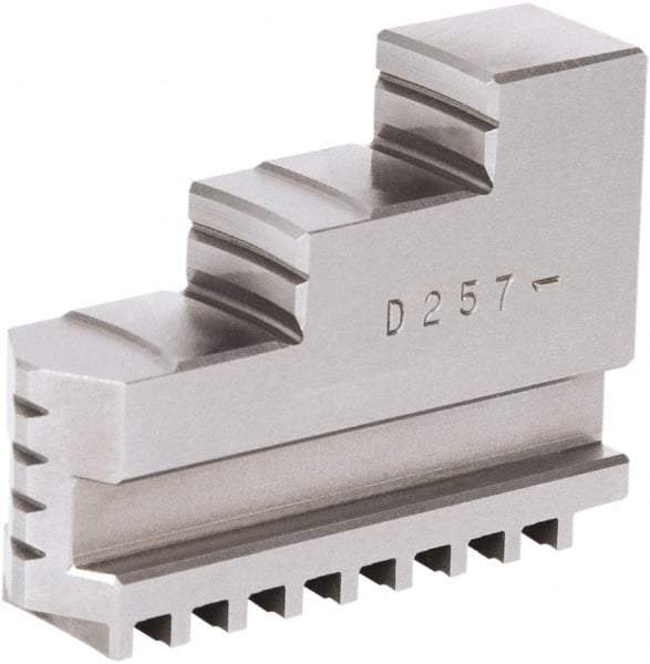 Samchully - 9" Max Chuck Diam Compatibility, Steel Square Serrated Hard Lathe Top Jaws - 2 Steps, 24mm Wide x 85mm Long x 64.5mm High - Best Tool & Supply